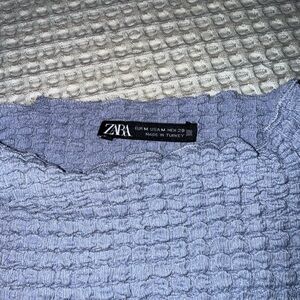 Zara Soft Blue Textured Blouse